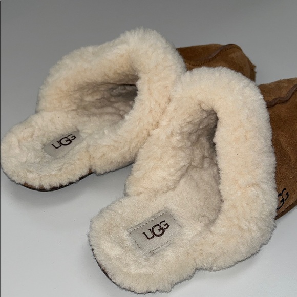 UGG Chestnut Suede Shearling Mule Slippers - Chestnut & Cream size 8/9 - Picture 2 of 15